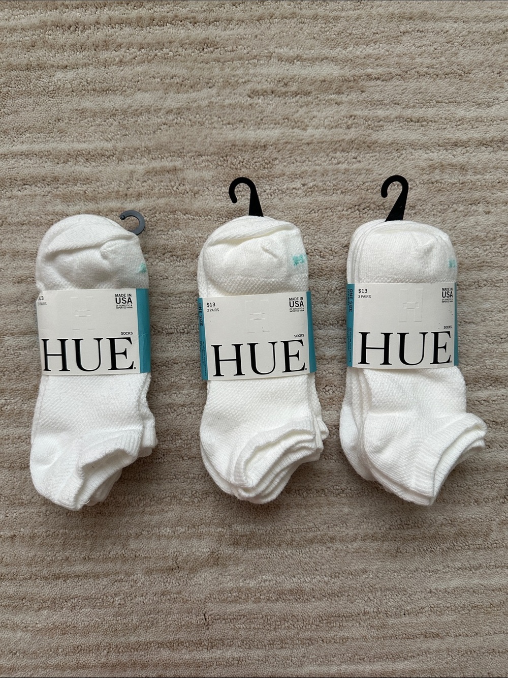 NWT 3 Packs of Hue 3 Pair Pack Shortie Mesh Liner Socks White
